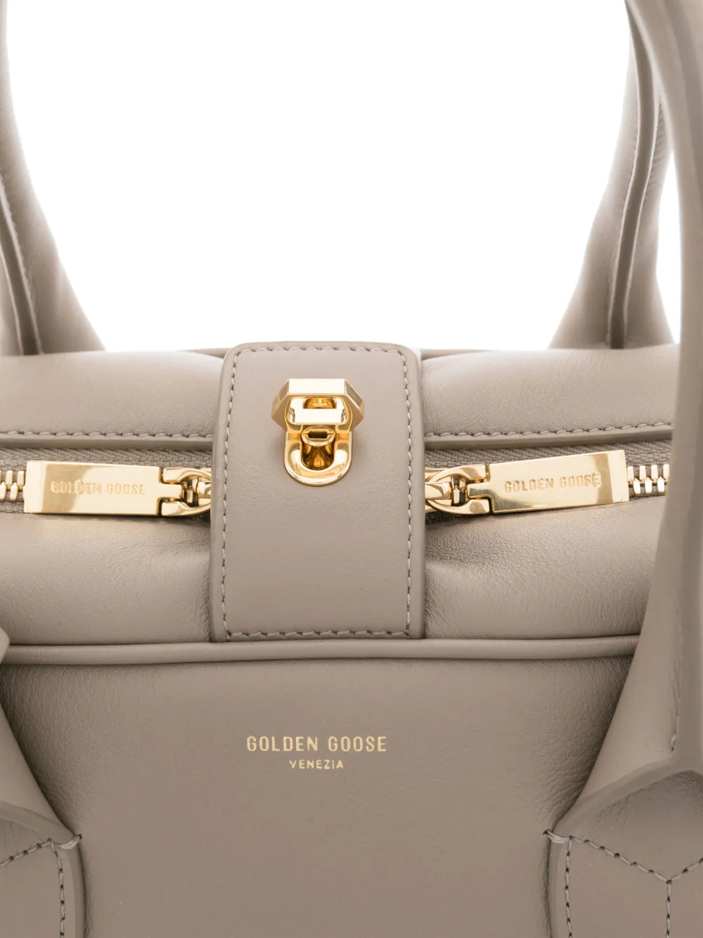 Golden Goose Leren shopper met logoprint Beige