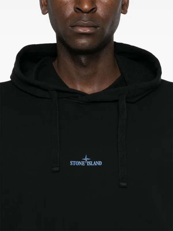 Stone Island logo print Cotton Hoodie Black FARFETCH UK