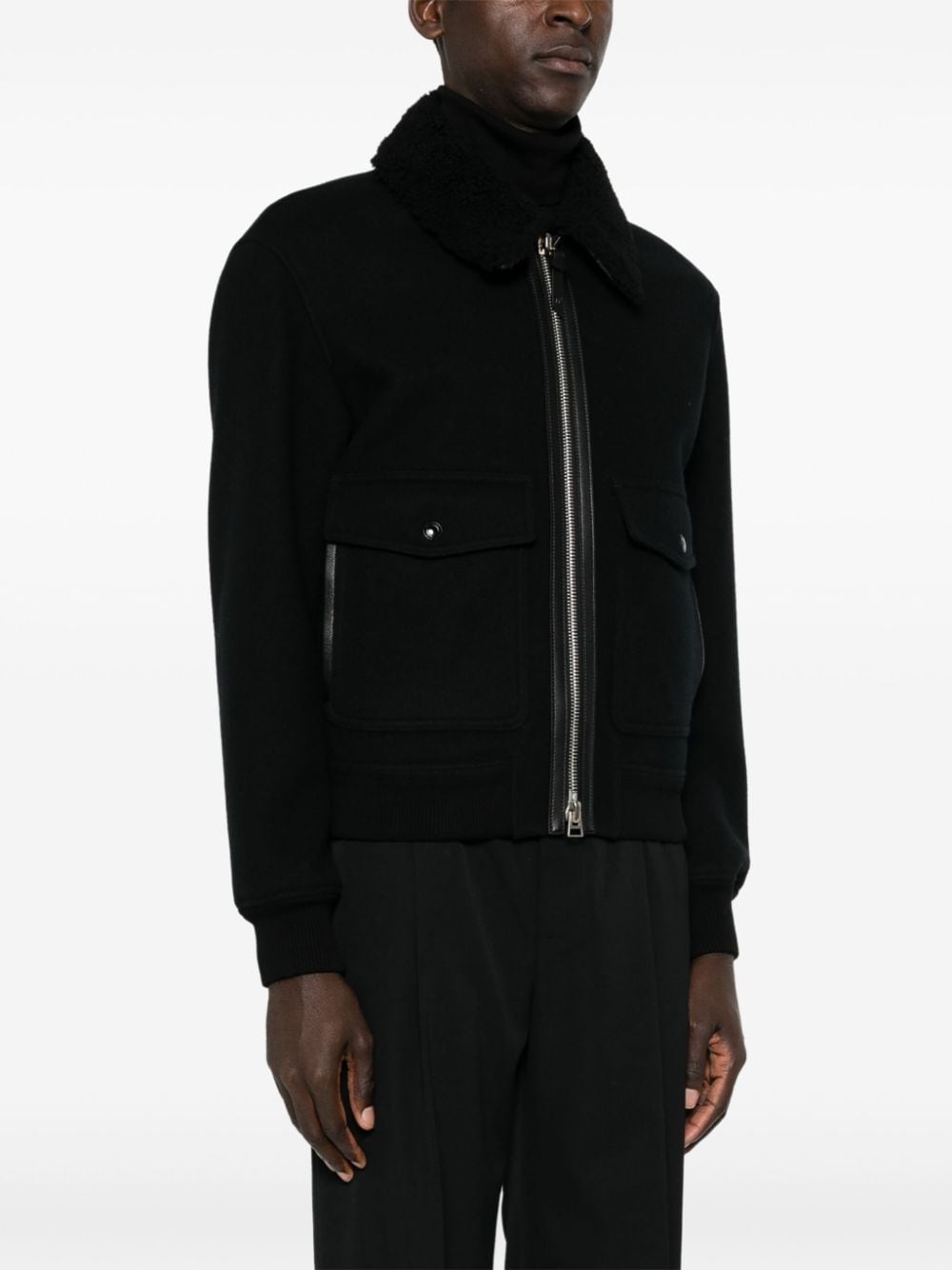 Shop Tom Ford Shearling-collar Jacket In Black