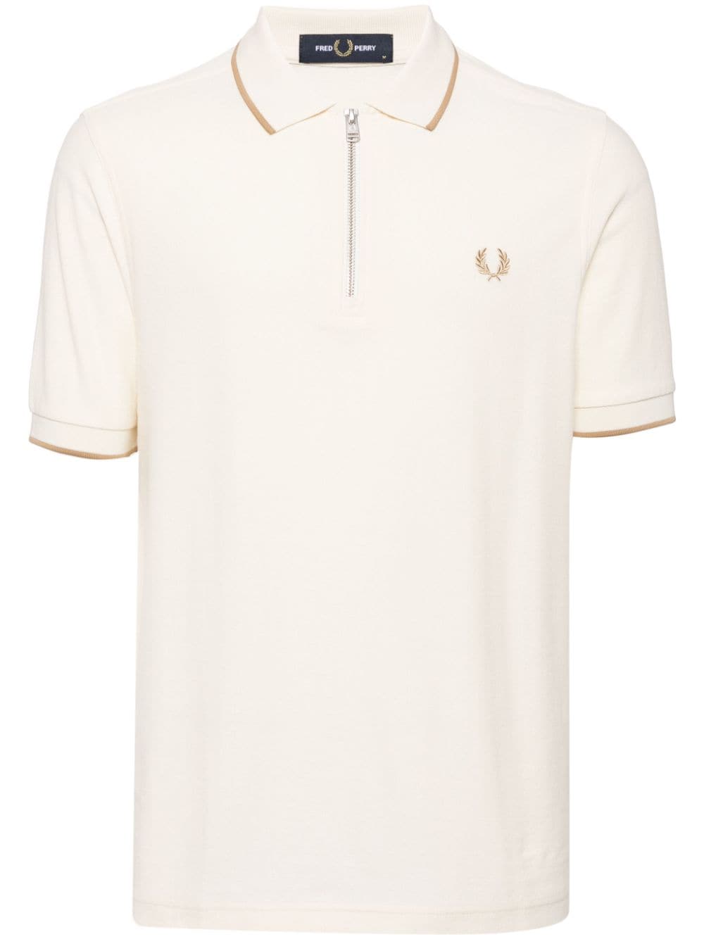 Fred Perry Logo-embroidered Cotton Polo Shirt In Neutral
