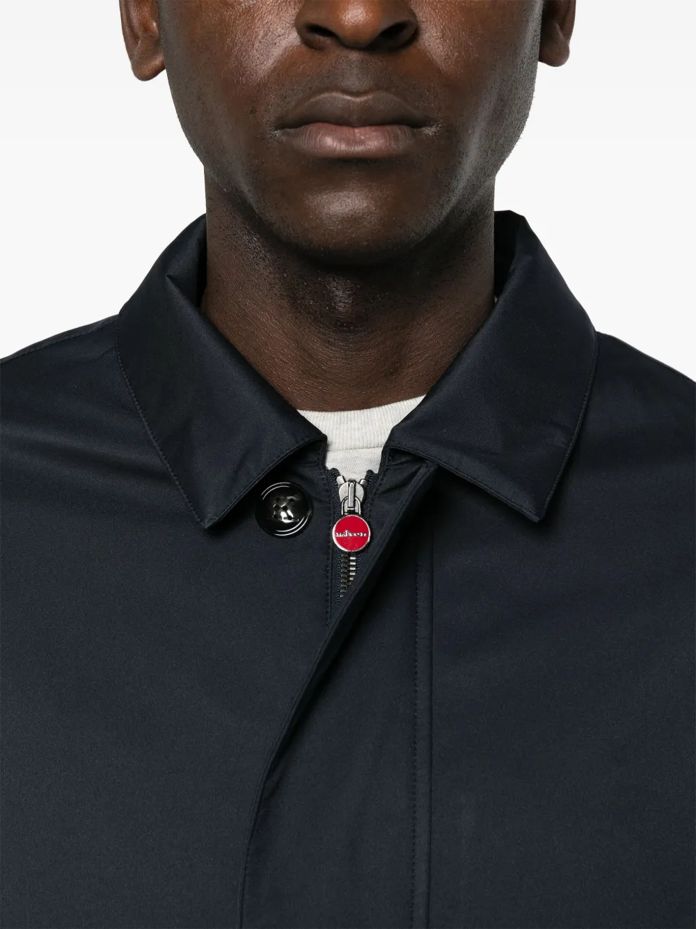 Kiton Gewatteerde jas met enkele rij knopen Blauw