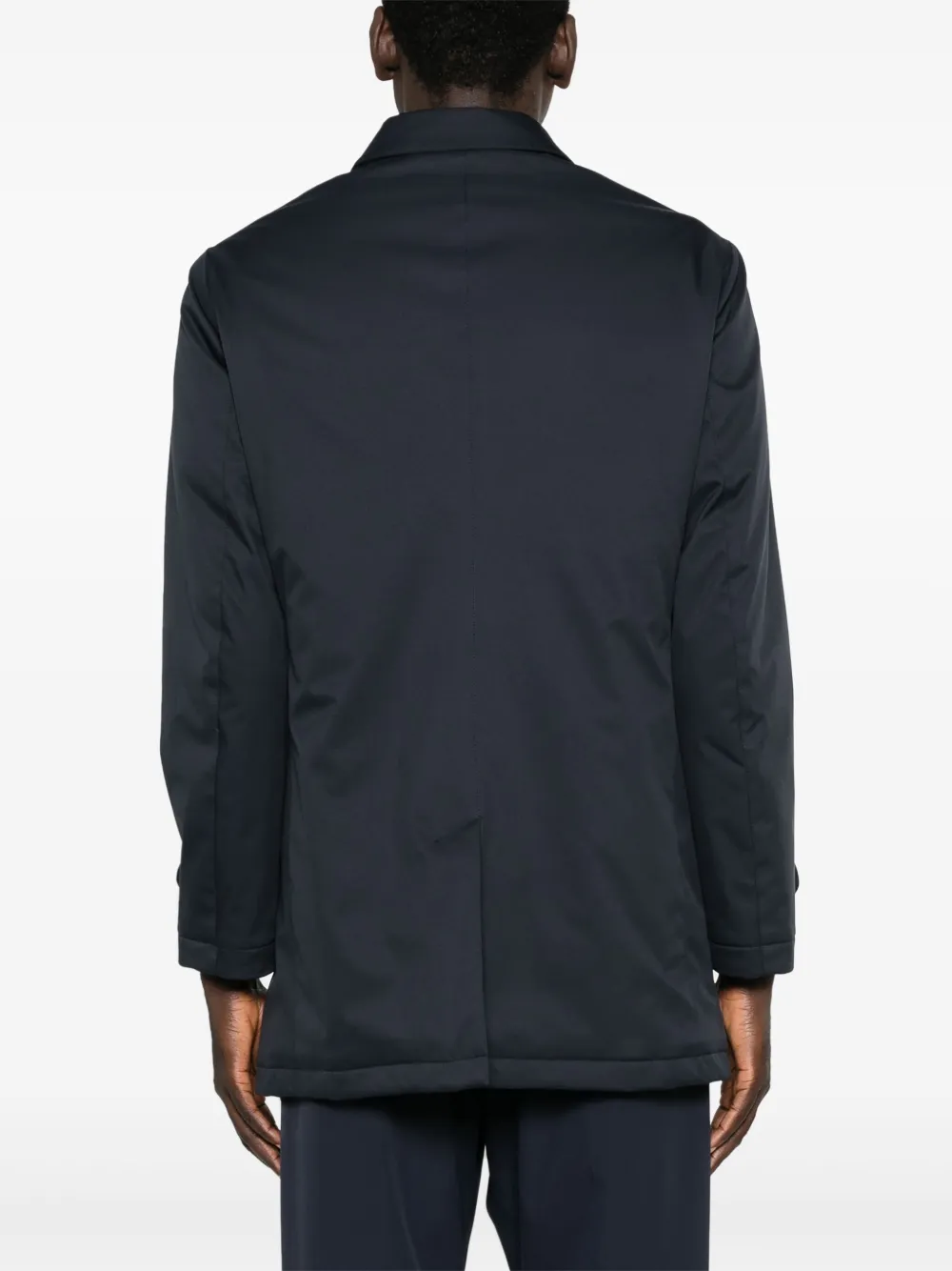 Kiton Gewatteerde jas met enkele rij knopen Blauw
