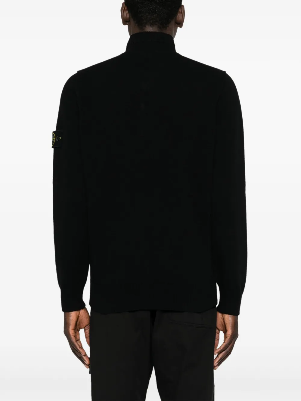 Stone Island Trui met hoge hals en Compass-logopatch Zwart