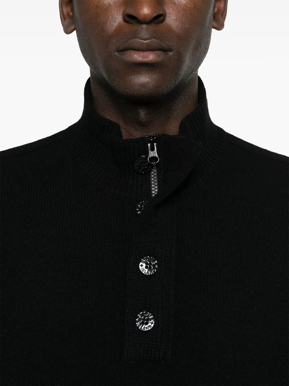 Stone Island Trui met hoge hals en Compass-logopatch Zwart