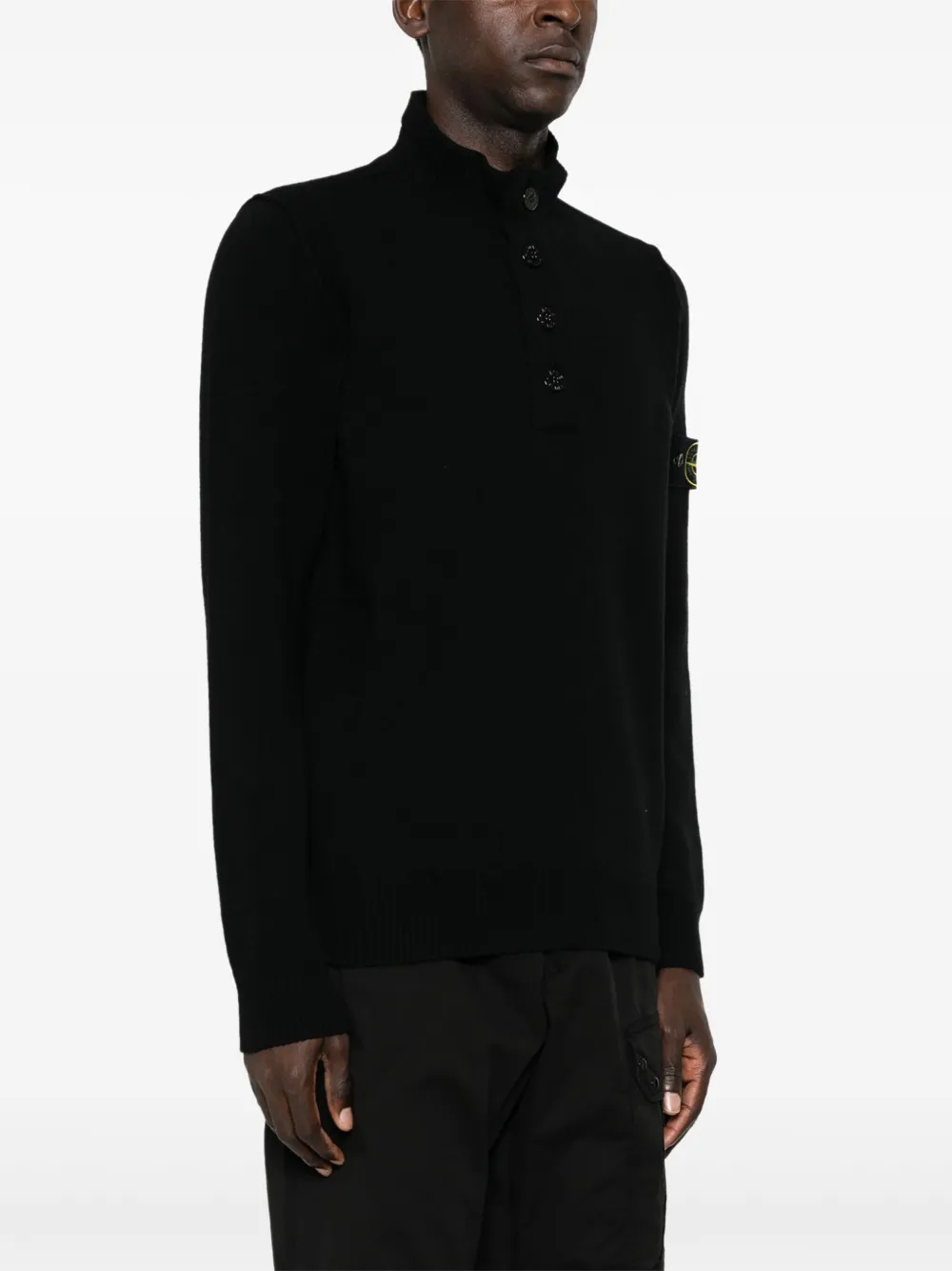 Stone Island Trui met hoge hals en Compass-logopatch Zwart