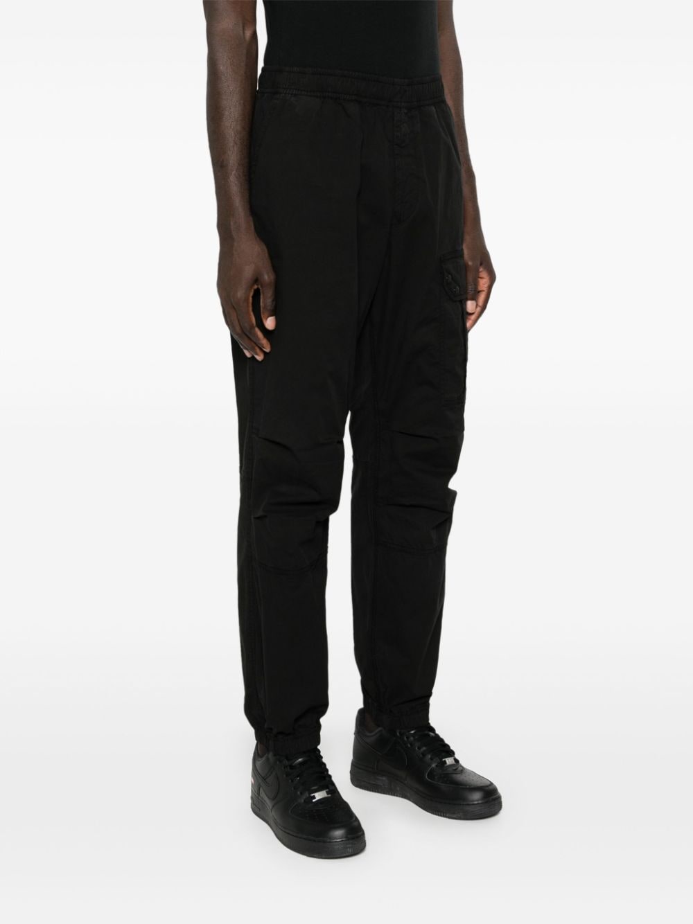 Shop Stone Island Mid-rise Cargo Trousers In Black