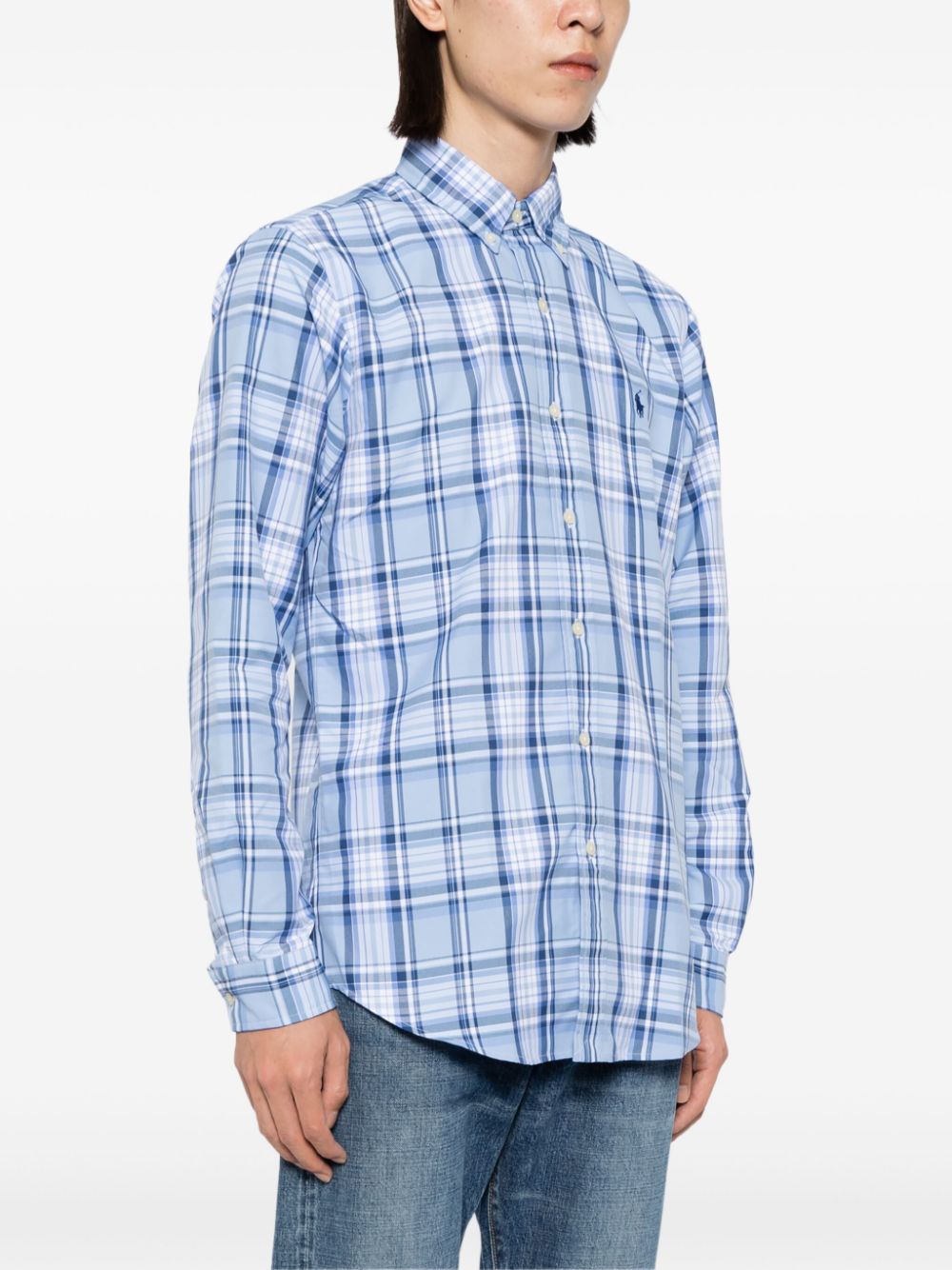 Polo Ralph Lauren logo-embroidered plaid curved-hem shirt Men