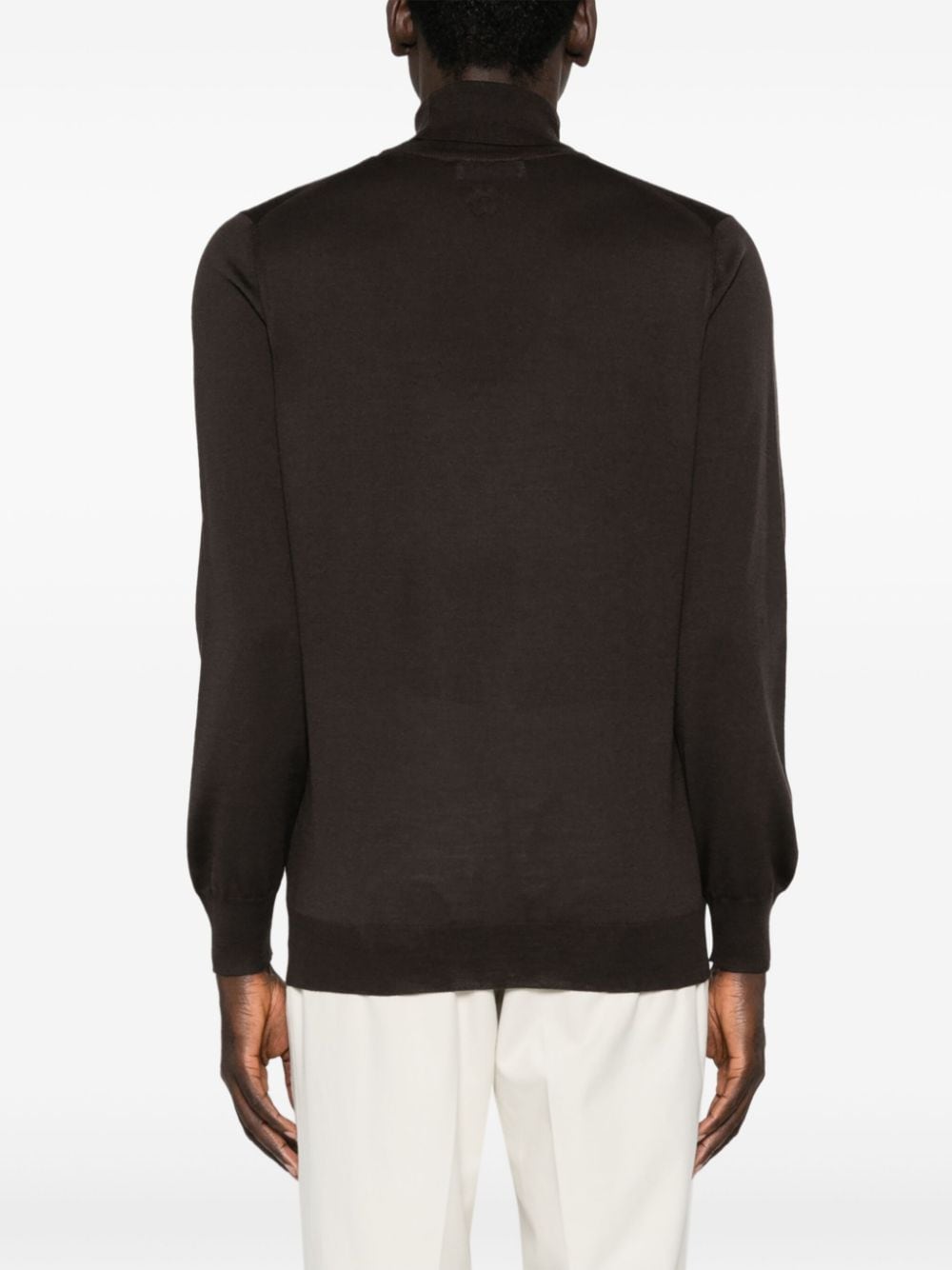 Shop Lardini Fine-knit Virgin Wool Jumper In Brown