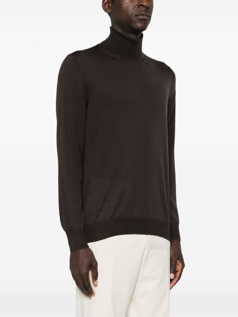 Shop Lardini Fine-knit Virgin Wool Jumper In Brown