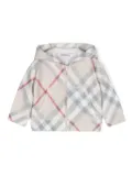 Burberry Kids check-pattern wool zip-up hoodie - White