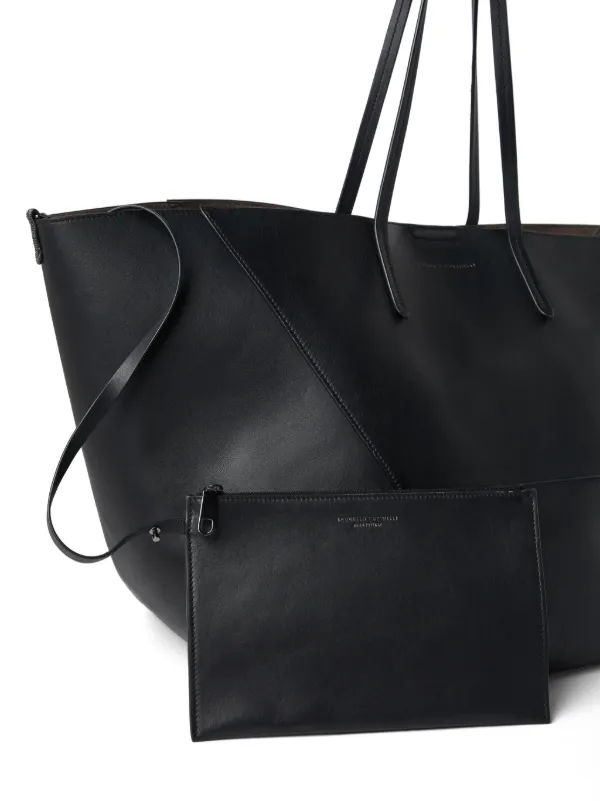 Brunello Cucinelli Large BC Duo Leather Tote Bag | Black