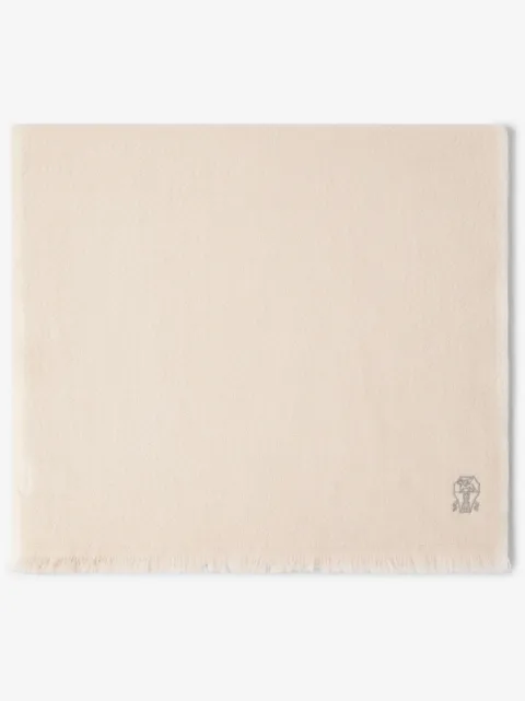 Brunello Cucinelli logo-embroidered cashmere scarf