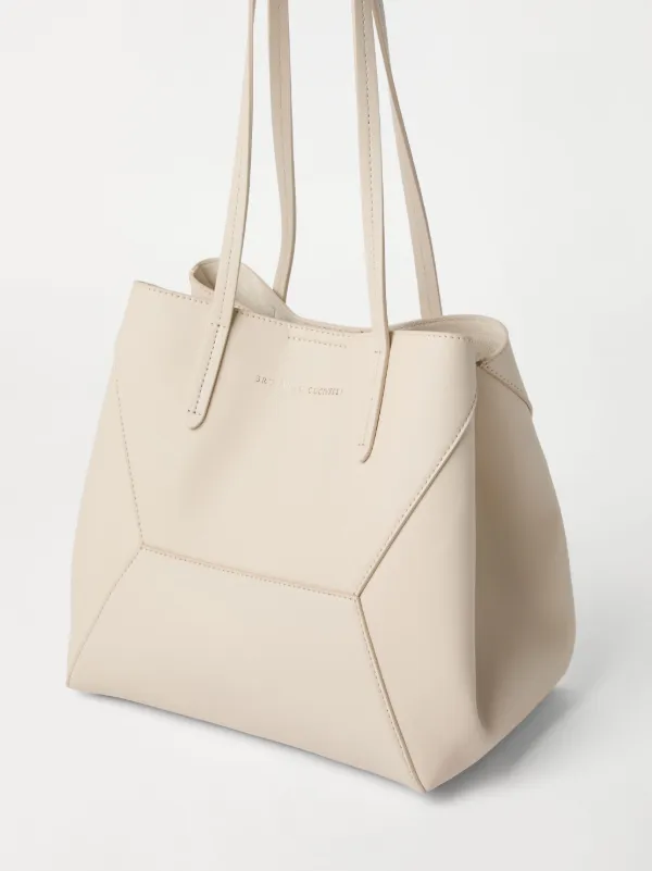 Brunello Cucinelli Small BC Duo Leather Tote Bag | Neutrals