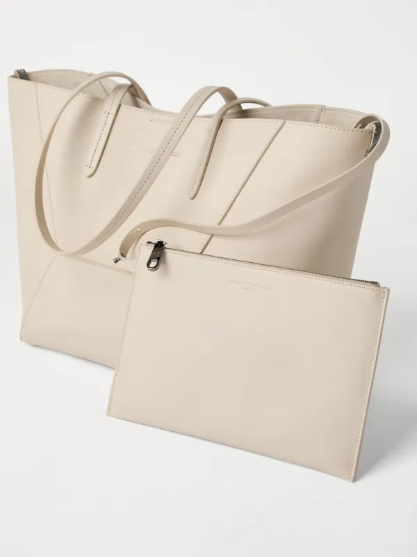 トートバッグ Brunello Cucinelli Bc Duo Mini Tote Bag In Laminated Leather Brunello Cucinelli Mini BC Duo Leather Tote Bag | Black