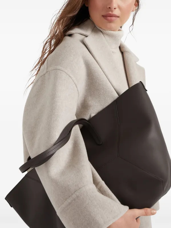 Brunello Cucinelli Small BC Duo Leather Tote Bag | Brown