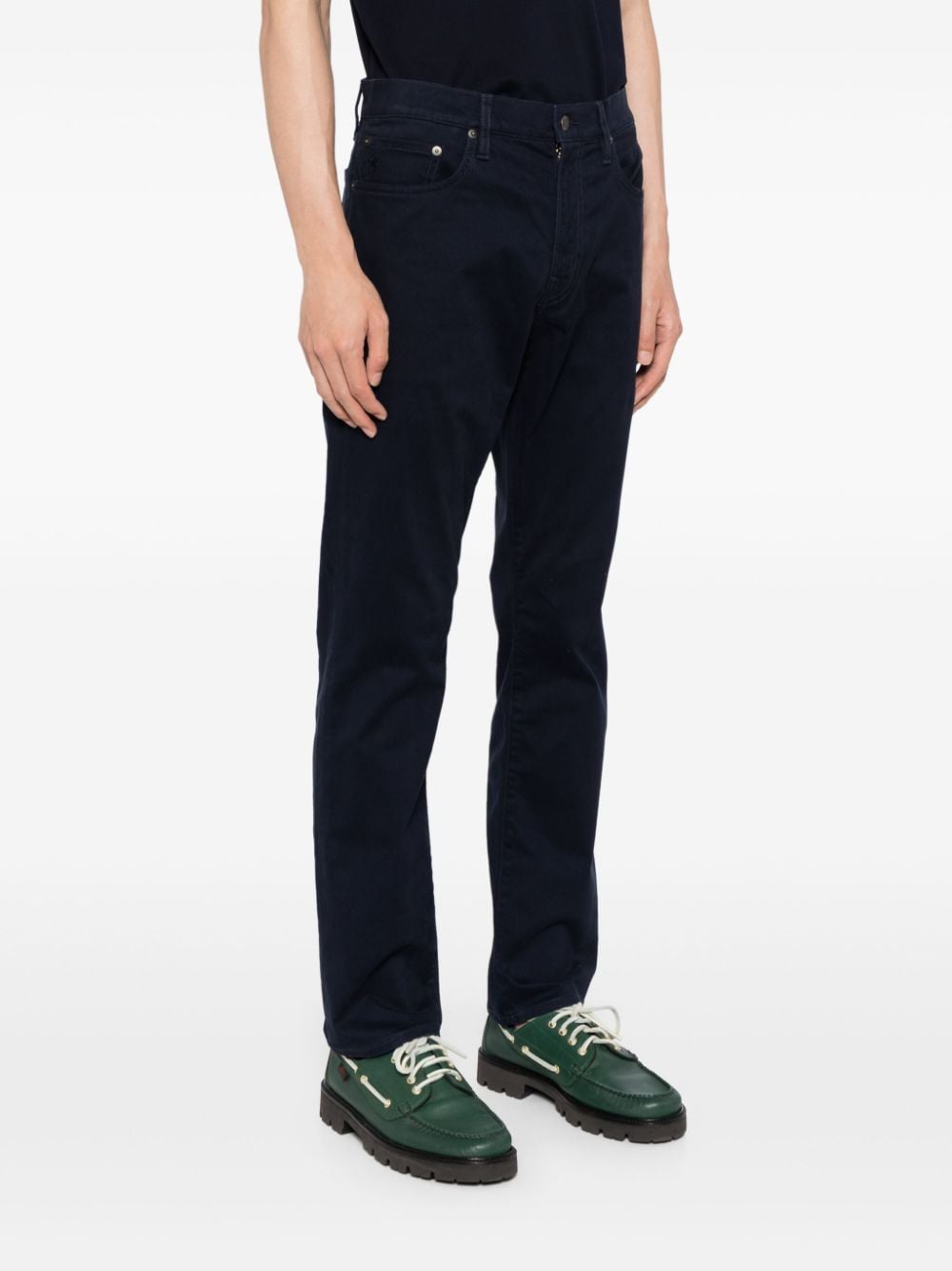 Shop Polo Ralph Lauren Logo Patch Trousers In Blue