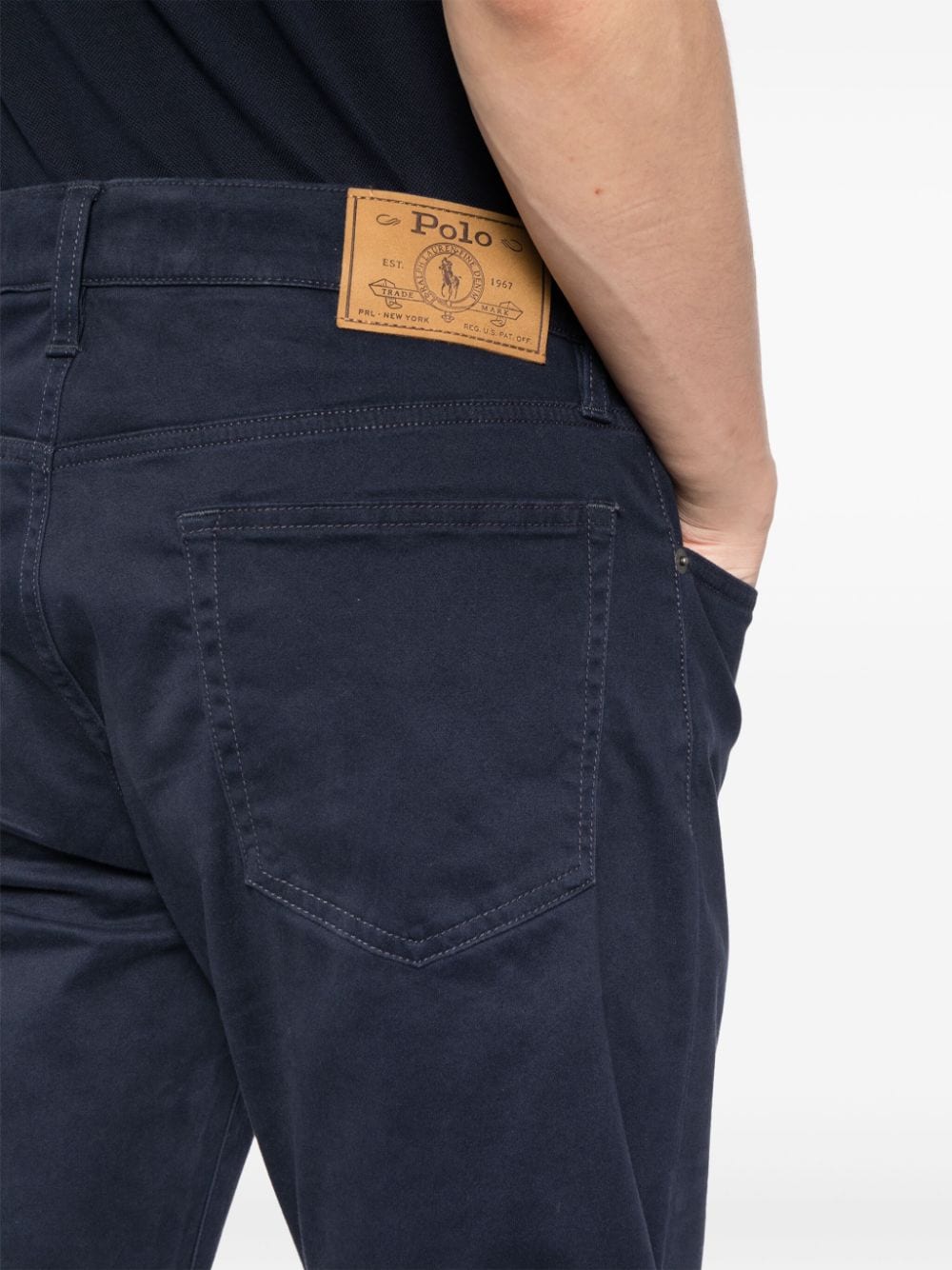 Shop Polo Ralph Lauren Logo Patch Trousers In Blue