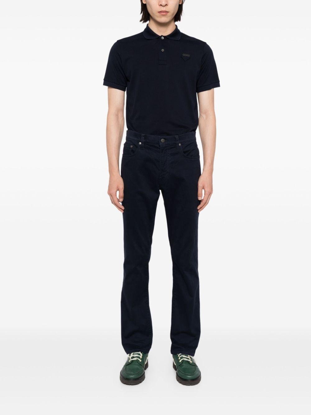 Shop Polo Ralph Lauren Logo Patch Trousers In Blue