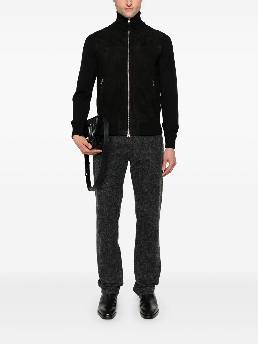 TOM FORD zip-up suede jacket - Zwart