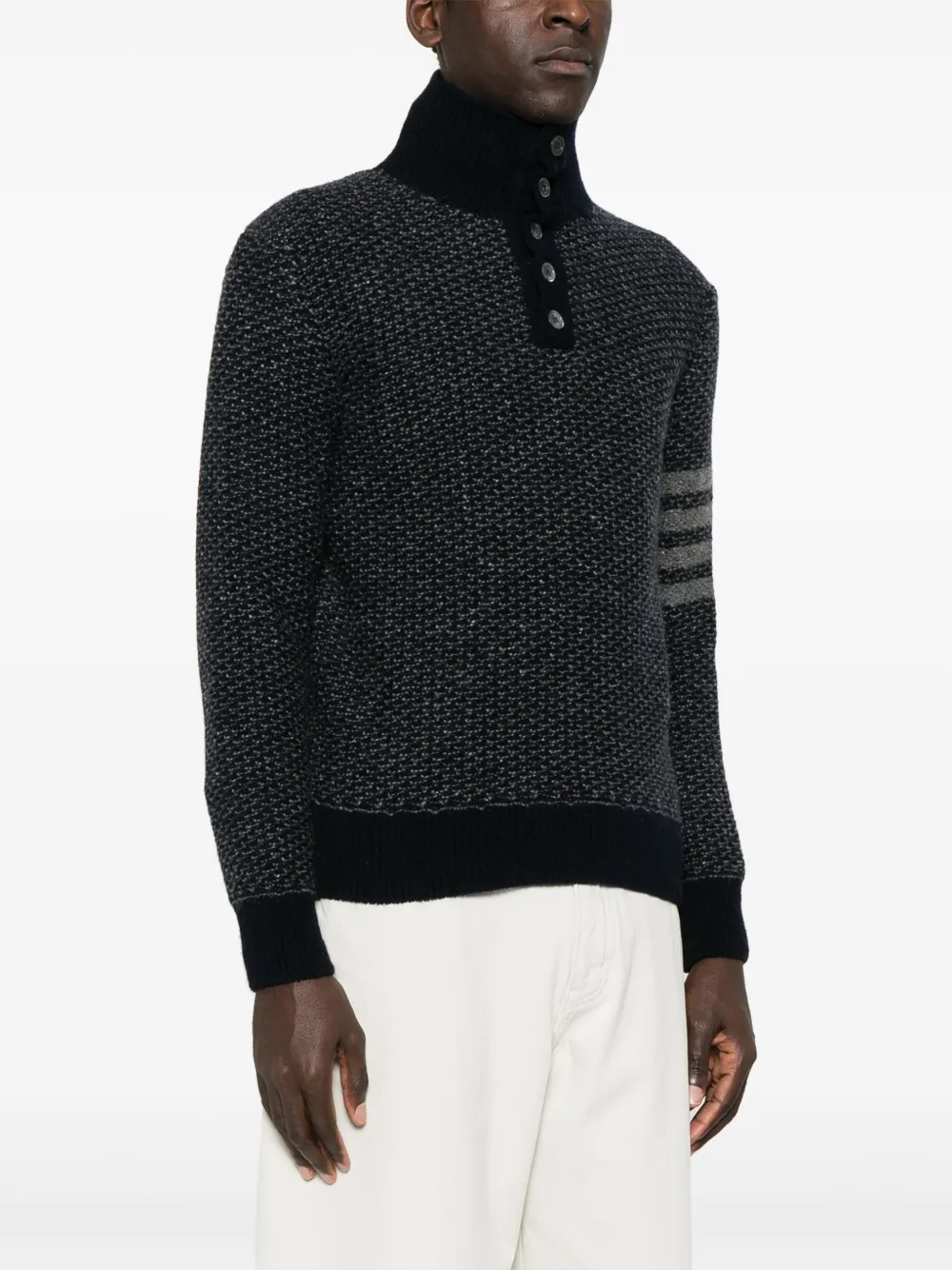 Thom Browne 4-Bar tweed trui Blauw