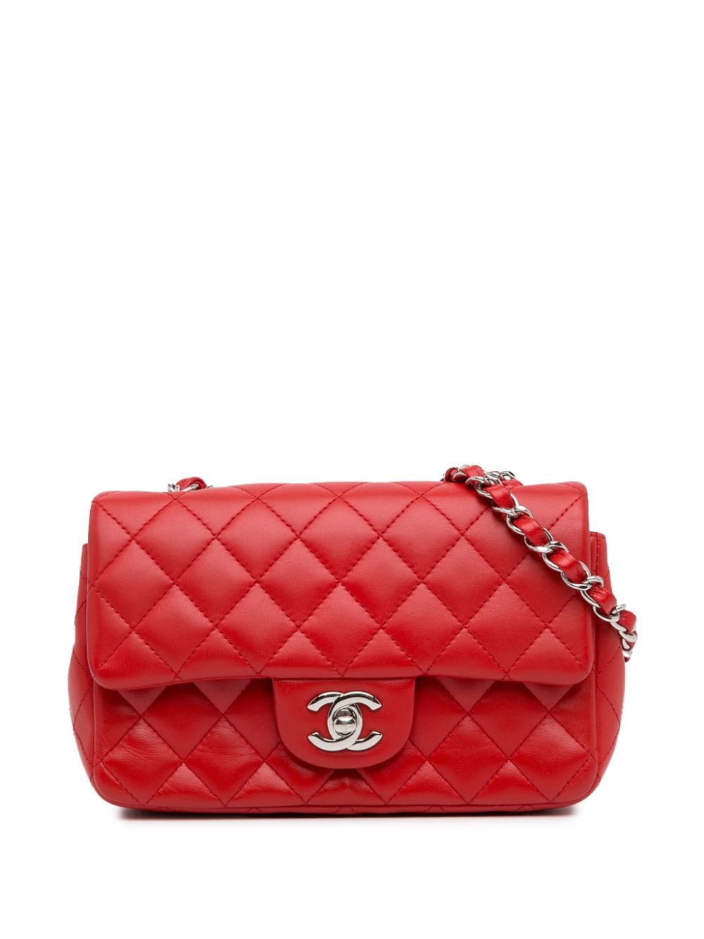 CHANEL Pre-Owned 2013-2014 Mini Rectangular Classic Lambskin Single Flap crossbody bag - Rosso