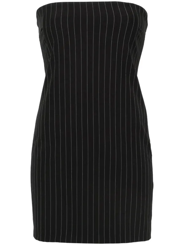black wedding dress say yes to the dress Maelis Pinstripe Pleated Waistcoat Mini Dress in Black main image 1