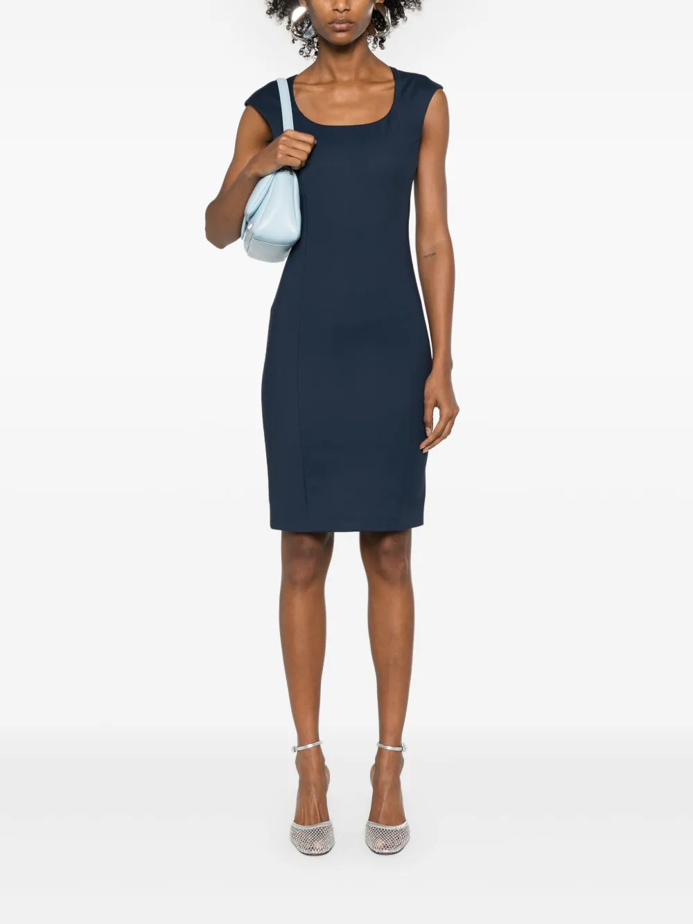 Patrizia Pepe cap-sleeve shift midi dress - Blauw