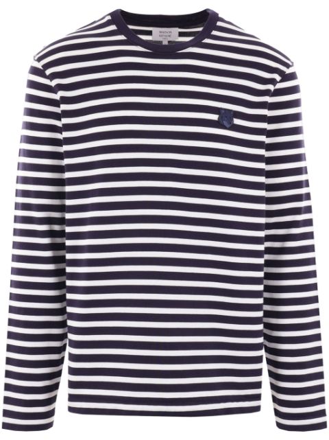 Maison Kitsune logo-patch striped jumper Men