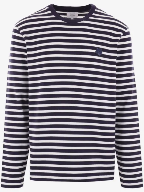 Maison Kitsuné logo-patch striped jumper