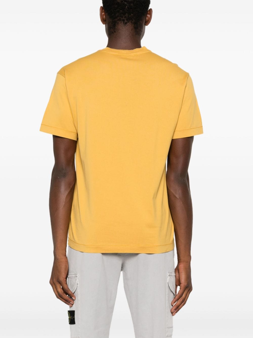 Shop Stone Island Compass-patch Cotton T-shirt In Yellow