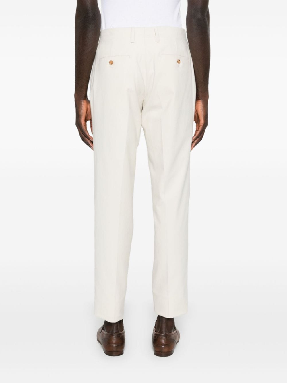 Shop Lardini Pressed-crease Tailored Trousers In White