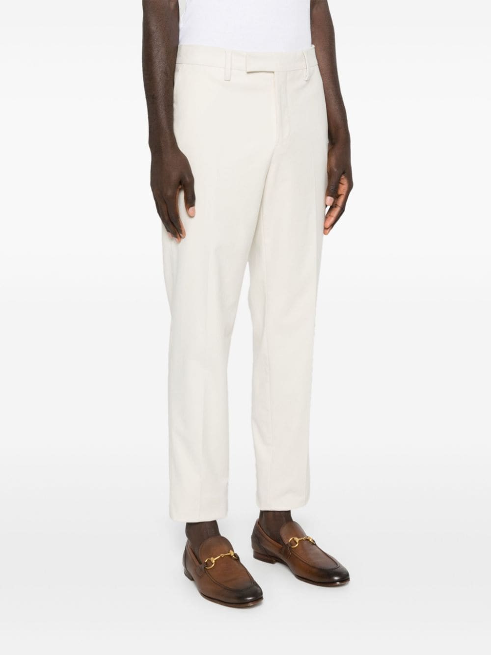 Shop Lardini Pressed-crease Tailored Trousers In White