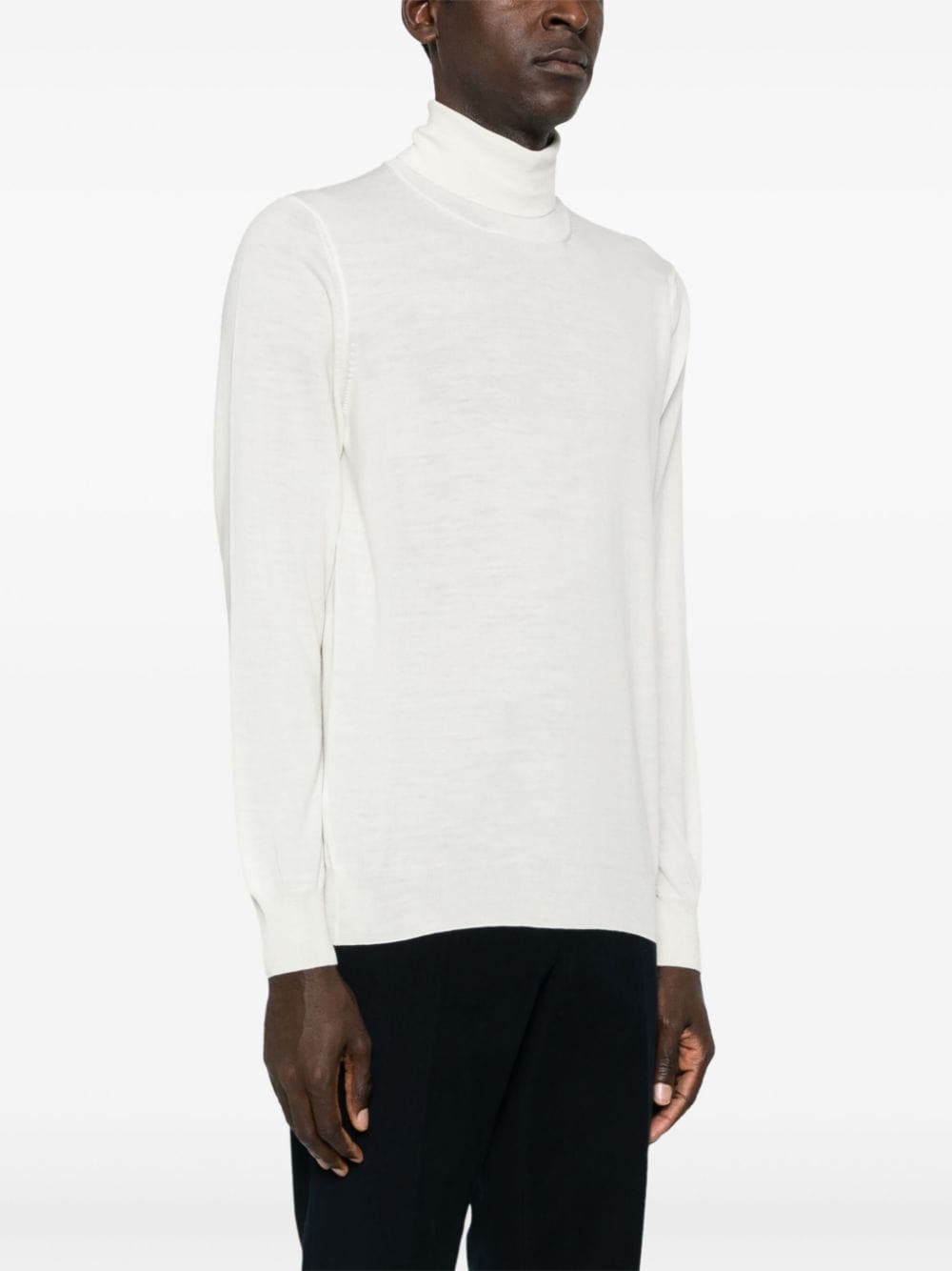 Shop Lardini Fine-knit Virgin Wool Jumper In White