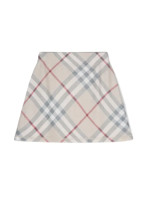 Burberry Kids Saia de lã com padronagem xadrez