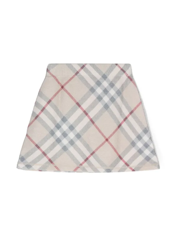 スカート Burberry SKIRT (8093004 C1205) Burberry Skirt Nova Check Girls COTTON Leather Strap Buckle