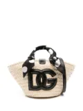 Dolce & Gabbana logo-appliqué straw bucket bag - Neutrals