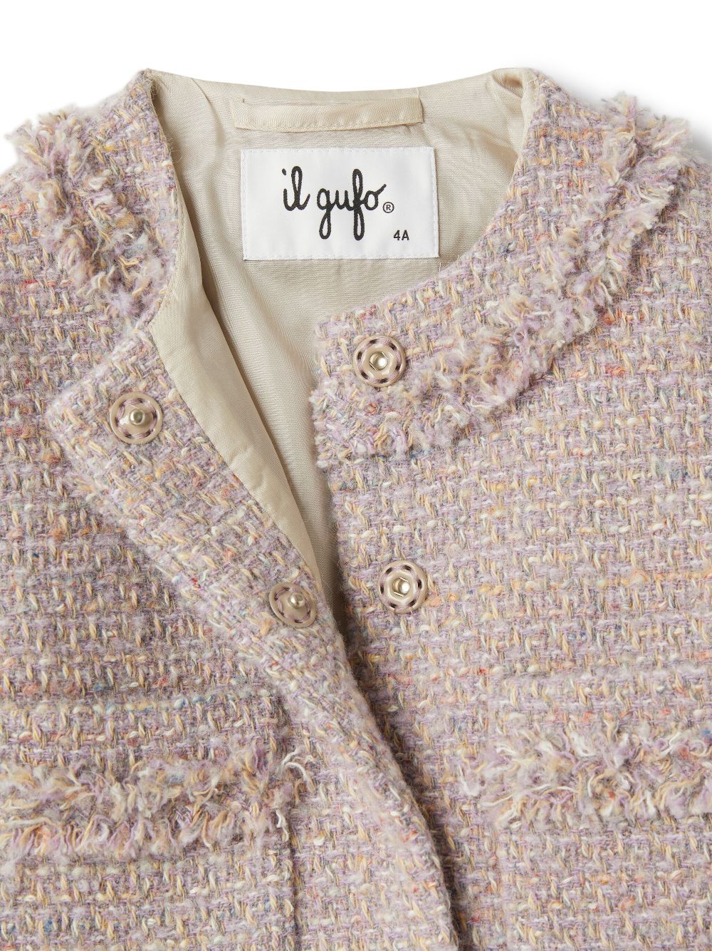 Il Gufo Tweed jack met franje details Roze