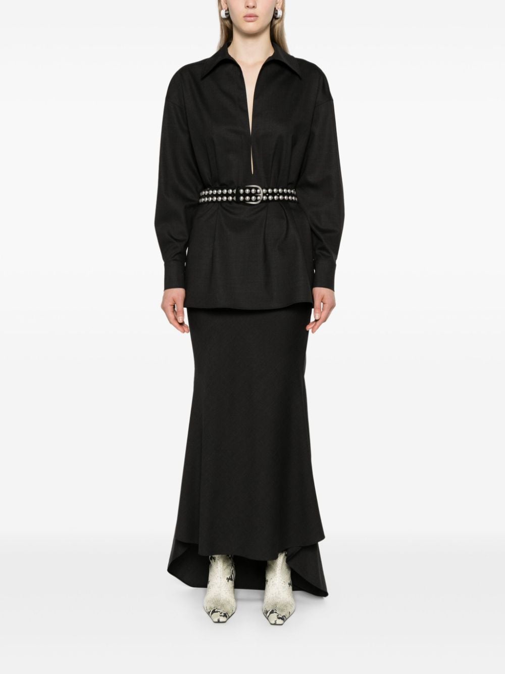 Philosophy Di Lorenzo Serafini Low waist flared midi-rok - Grijs