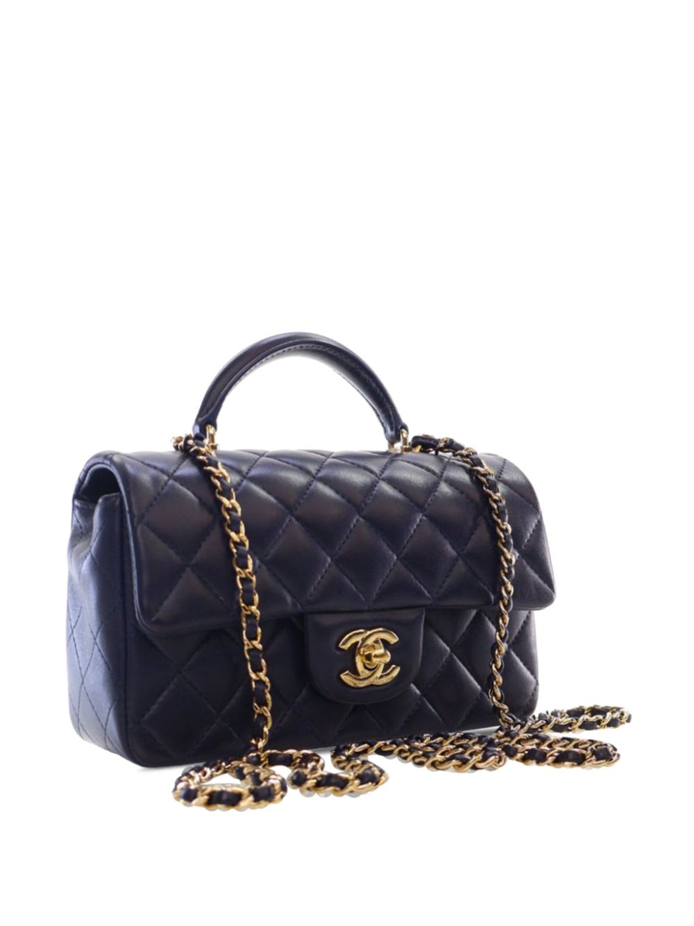 Affordable HOT SALE CHANEL 2021-2023 Mini Rectangular Lambskin Top Handle Flap satchel Women