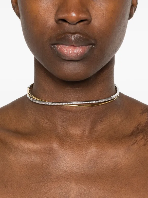 Hyperbola choker, Round cut, White, Mixed metal finish