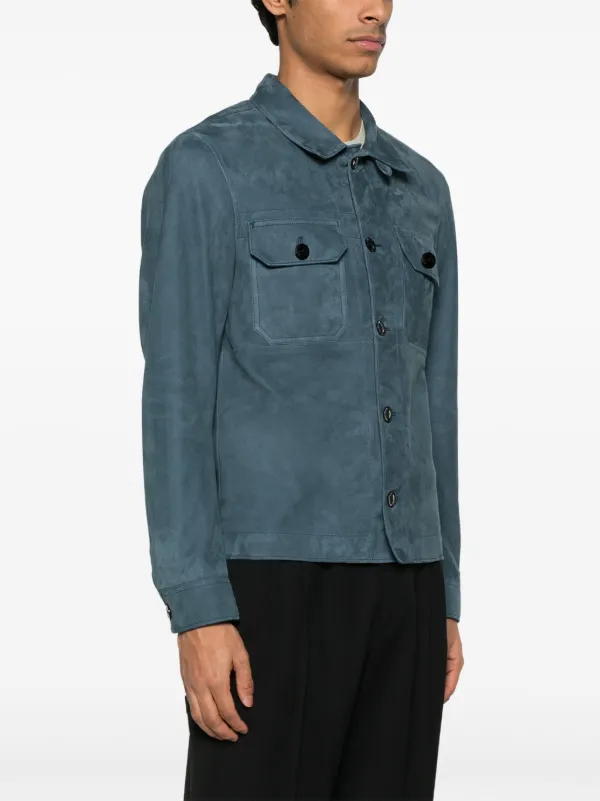 TOM FORD Suede Shirt Jacket Blue FARFETCH IN