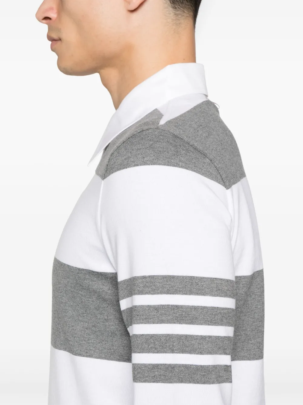 Thom Browne Gestreept rugby poloshirt Grijs