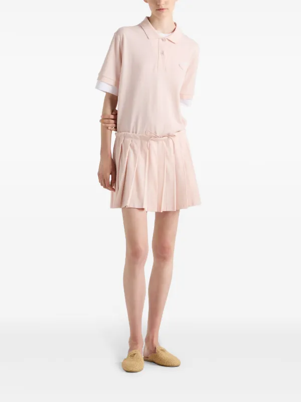 Prada Piqué Pleated mini-skirt | Pink | FARFETCH GR