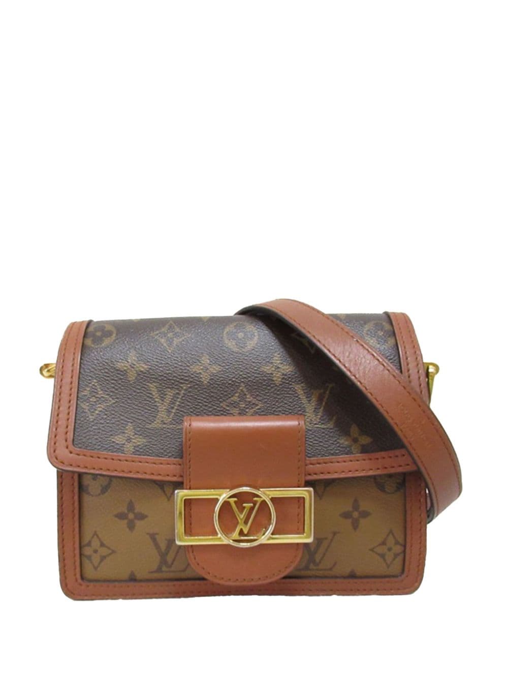 Pre-owned Louis Vuitton 2020 Monogram Reverse Mini Dauphine Crossbody Bag In 褐色