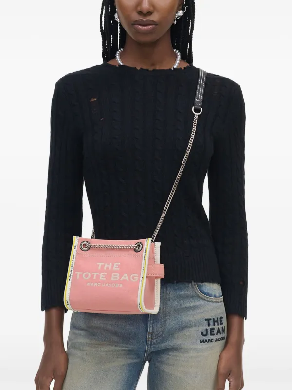 Marc Jacobs Sac a Bandouliere The Denim Chain Crossbody Tote Rose FARFETCH FR