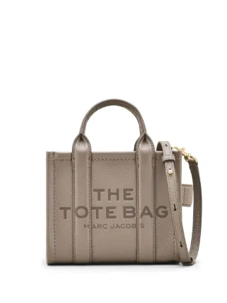 【関税&送料込】Marc Jacobs Grey Leather Mini The Tote Bag H Bag Marc Jacobs The Mini Tote Bag in pearl gray leather | H