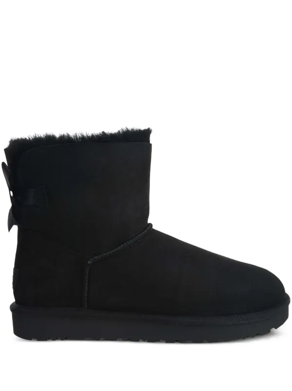 UGG Mini Bailey Bow II boots women Rubber Sheep Suede Sheep Skin Shearling 6 Black