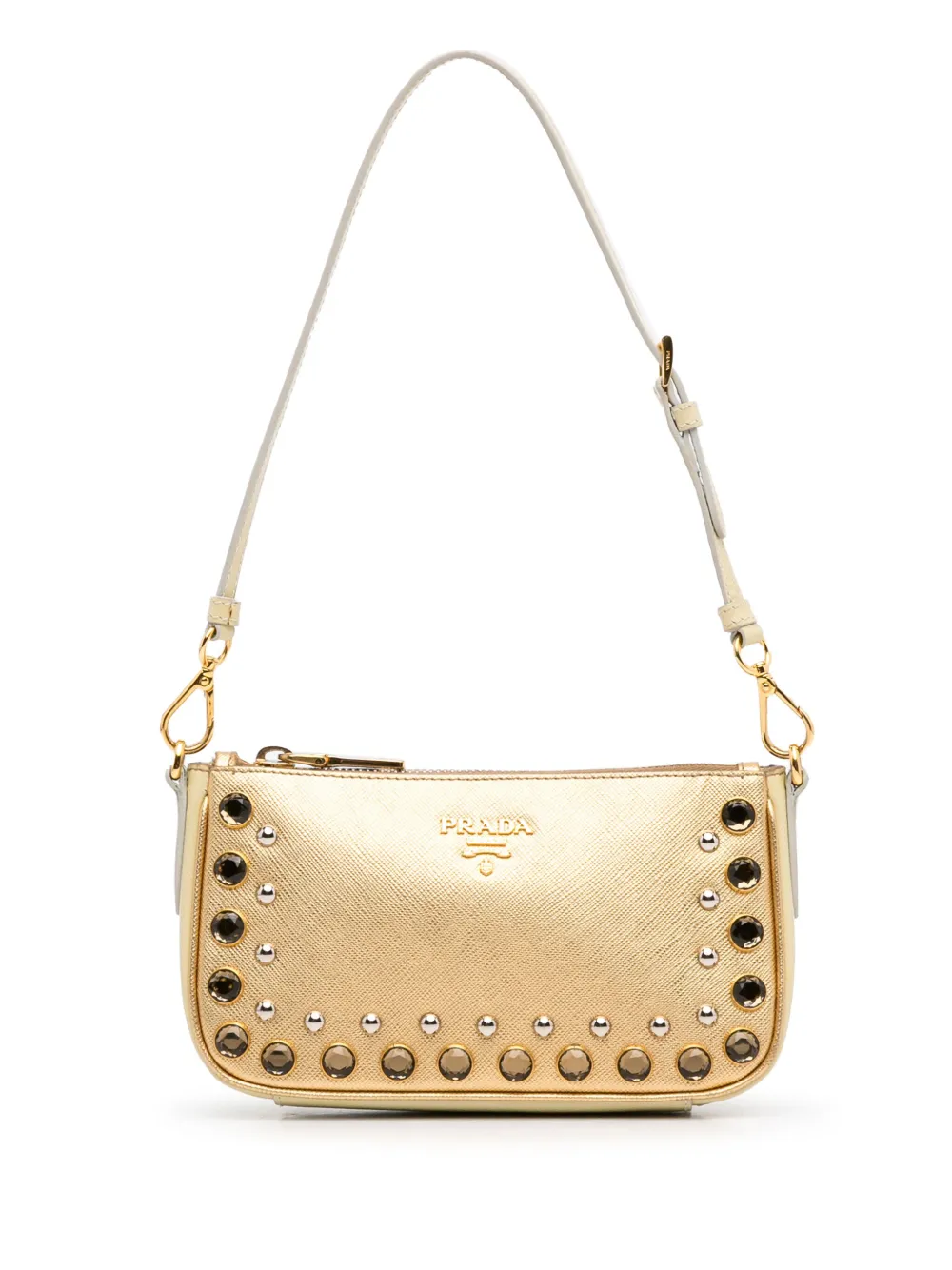 Click to view more detailed imagery on our partner's website Pre-owned Prada 2012 Saffiano Vernice Bijoux Shoulder Bag In 金色