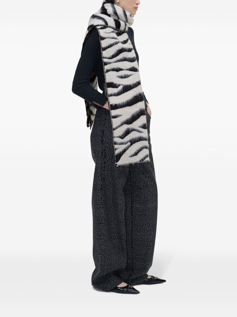 Shop Marc Jacobs The Zebra Brushed Scarf In Black