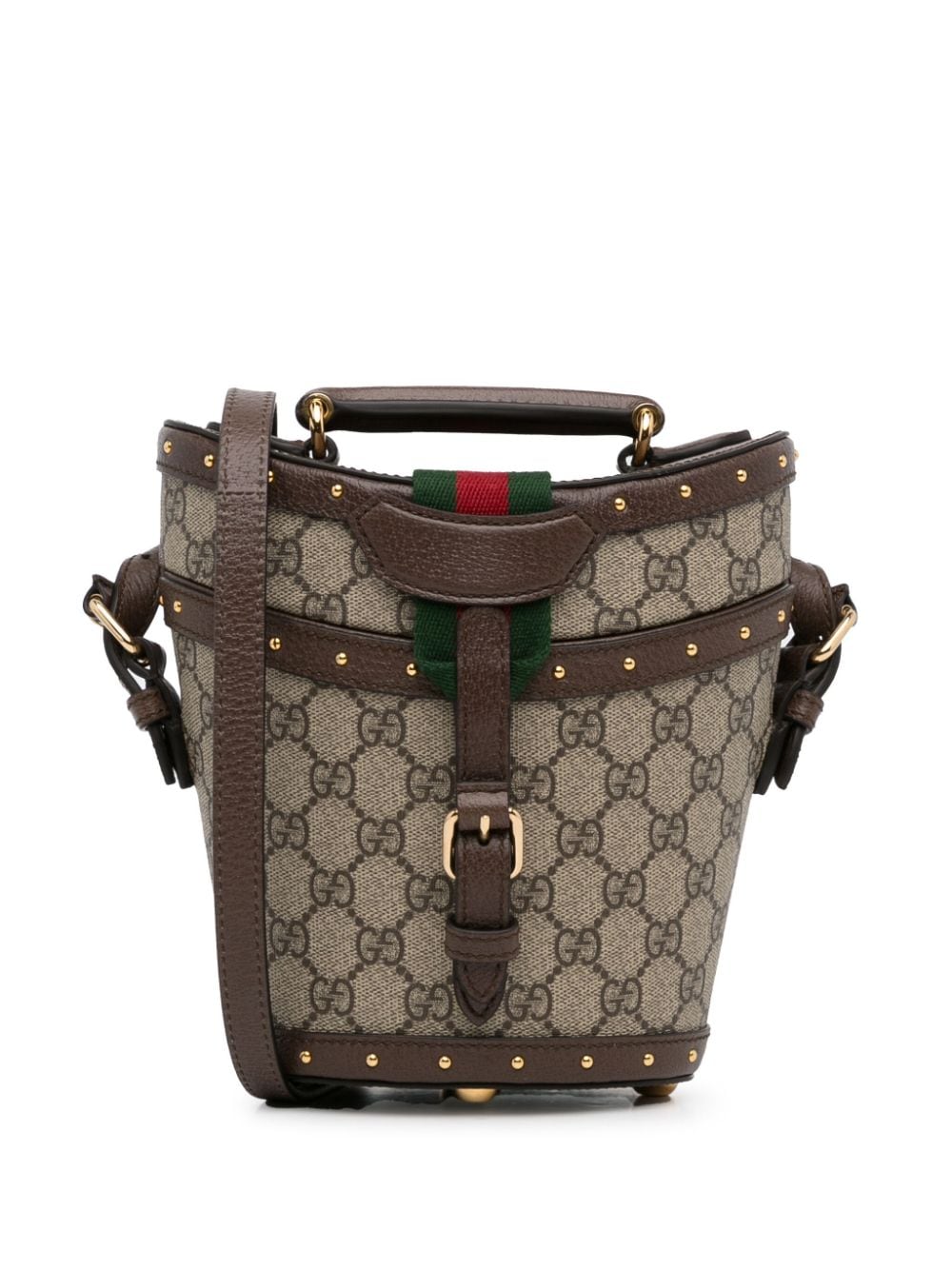 Pre-owned Gucci 2016-2022 Gg Supreme Mini Hat Case Satchel In Brown